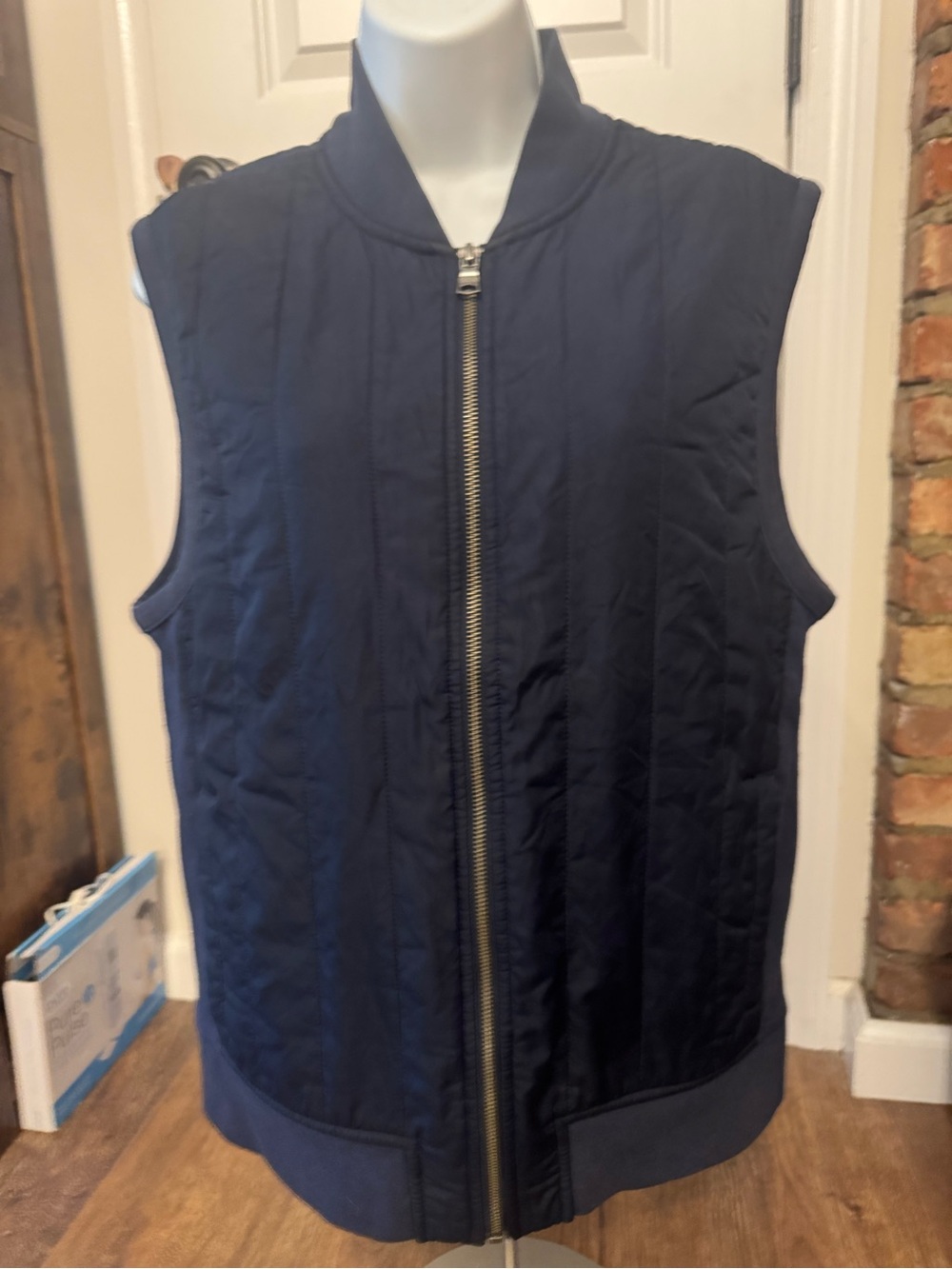 Banana Republic Dark Navy Quilted Sleeveless Zip Vest